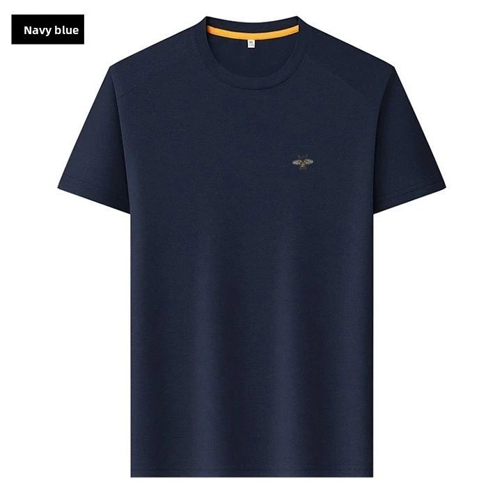 New Luxury Brand Men's T-shirt O-Neck Cartoon Bee Embroid Short-sleeve Breathable Seamless Half-sleeve Summer Fashion Menswear