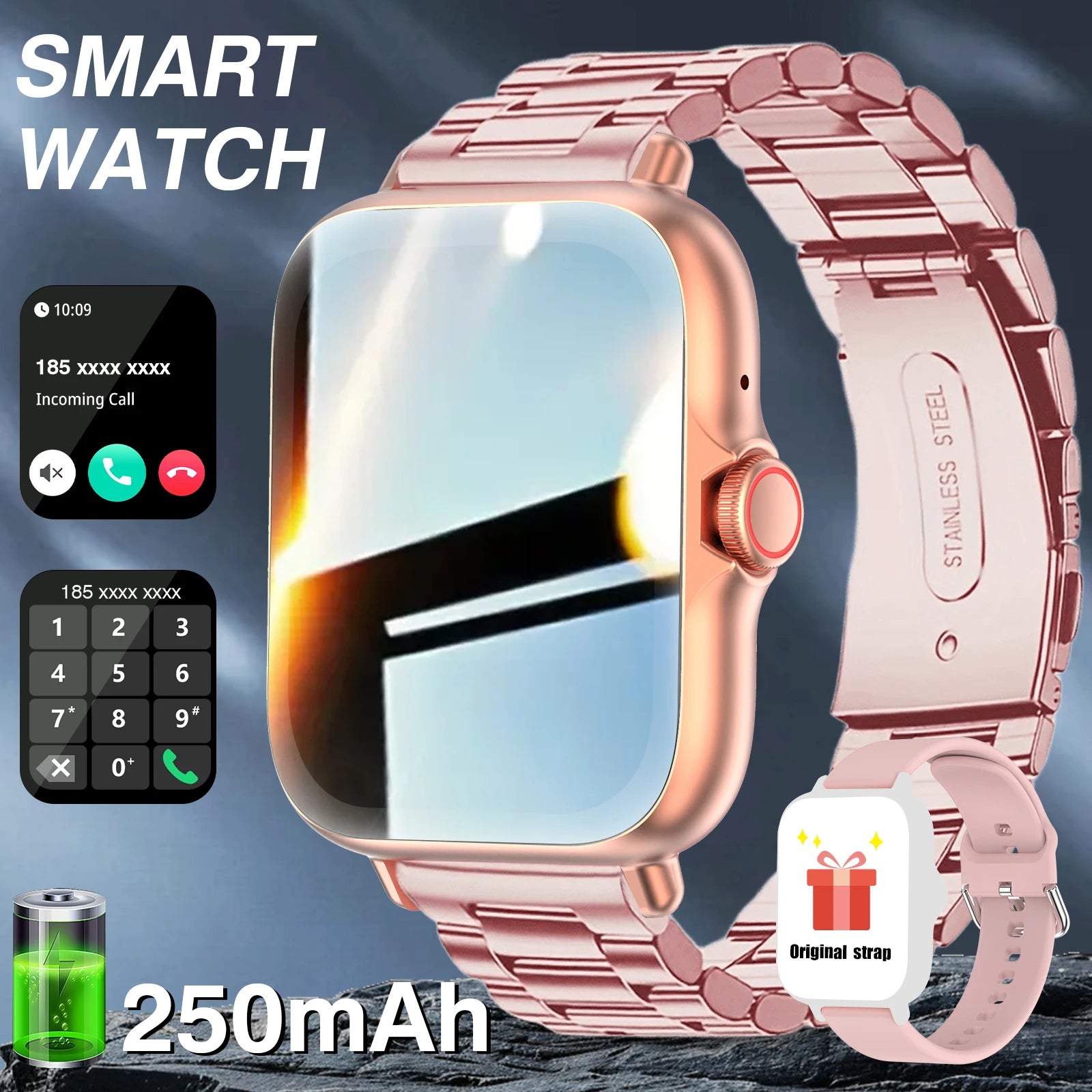 Smart Watch Compatible for iPhone & Android, Wireless Call, HD Touch Screen Fitness Tracker with Pedometer, Step Tracker, Music,Weather Display,Wireless Smartwatch for Men & Women