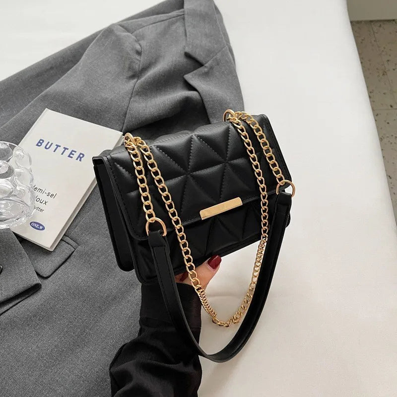 Women Quilted Chain Crossbody Bag Fashion Small Square Shoulder Purse Multi Color Casual Daily Handbag