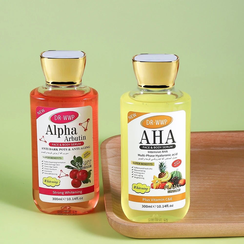Vitamin C AHA Essence Original liquid Kojic Acid Face Serum Arbutin Brightn Moisturizing Turmeric Repair Lifting Skin Care 350ml