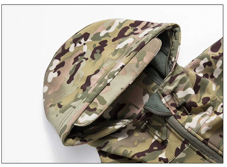Lurker Shark Skin Soft Shell Tactical Jacket Men Waterproof Fleece Hooded Coat Hunt Clothes Autumn New Outdoor Camouflage Jacket