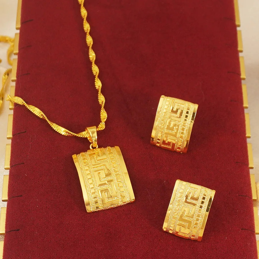 Habesha Gold Necklace & Earrings Set
