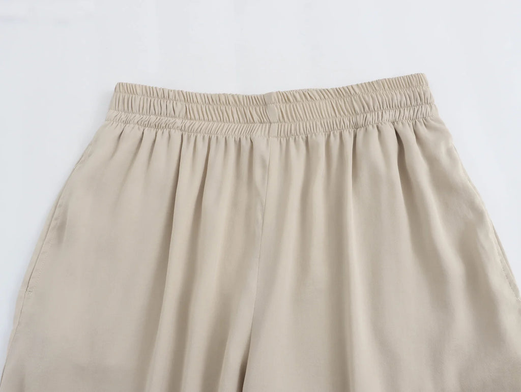 KONDALA Women's Wide Leg Pants - Casual Elastic Waist Trousers Pink