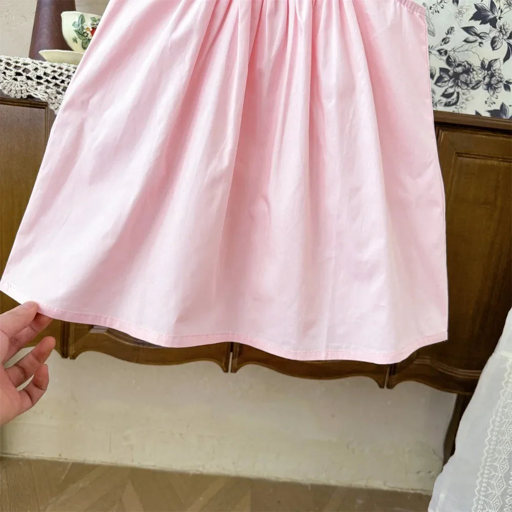 2 To 7 Years Old Flower Embroidery Princess Dress for Girls Summer New Korean Version Sleeveless Children's Casual Dresses