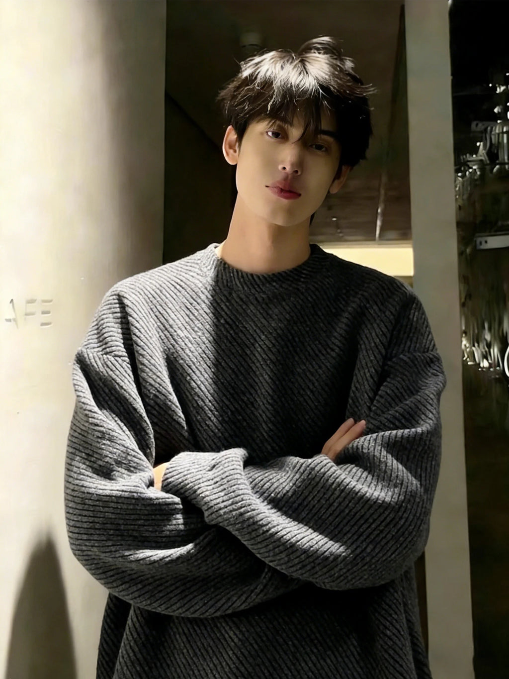 Men's round Ne Fce Lined Thi Long Sve Sweatirt Winter Casual Vintage Sle T-irt Comfortable Loose Fit Cotton P...
