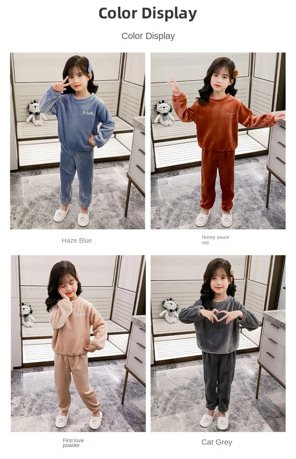 2pcs Boy Girl Kids Fall Winter Sleepwear Toddler Children Baby Coral Fleece Warm Sweatshirt Pant Set Flannel Pajama Pullover Top