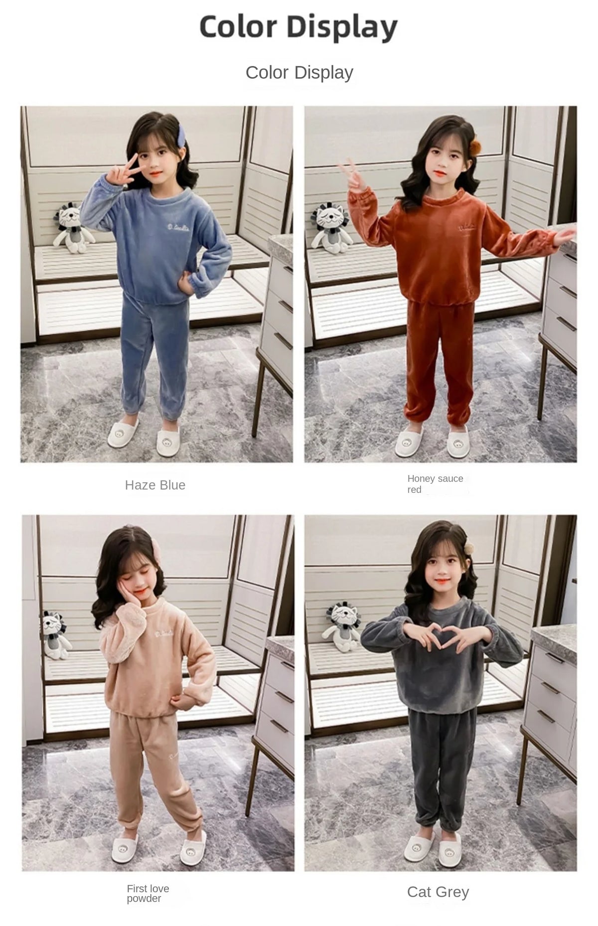 2pcs Boy Girl Kids Fall Winter Sleepwear Toddler Children Baby Coral Fleece Warm Sweatshirt Pant Set Flannel Pajama Pullover Top
