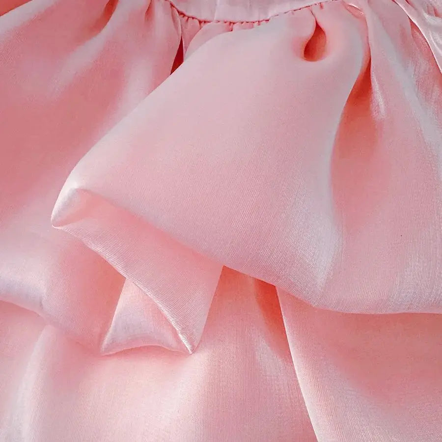Summer New Tulip Pattern Solid Color Halter Puffy Girl Kid's Dress Cute Casual Princess Dress For Baby Girl ( 0-2 Years Old)