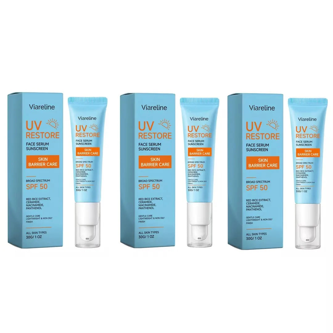 Face Sunscreen SPF 50 Niacinamide Ceramide Non Greasy Broad Spectrum Skin Barrier Protection All Skin Types Lightweight UV Serum