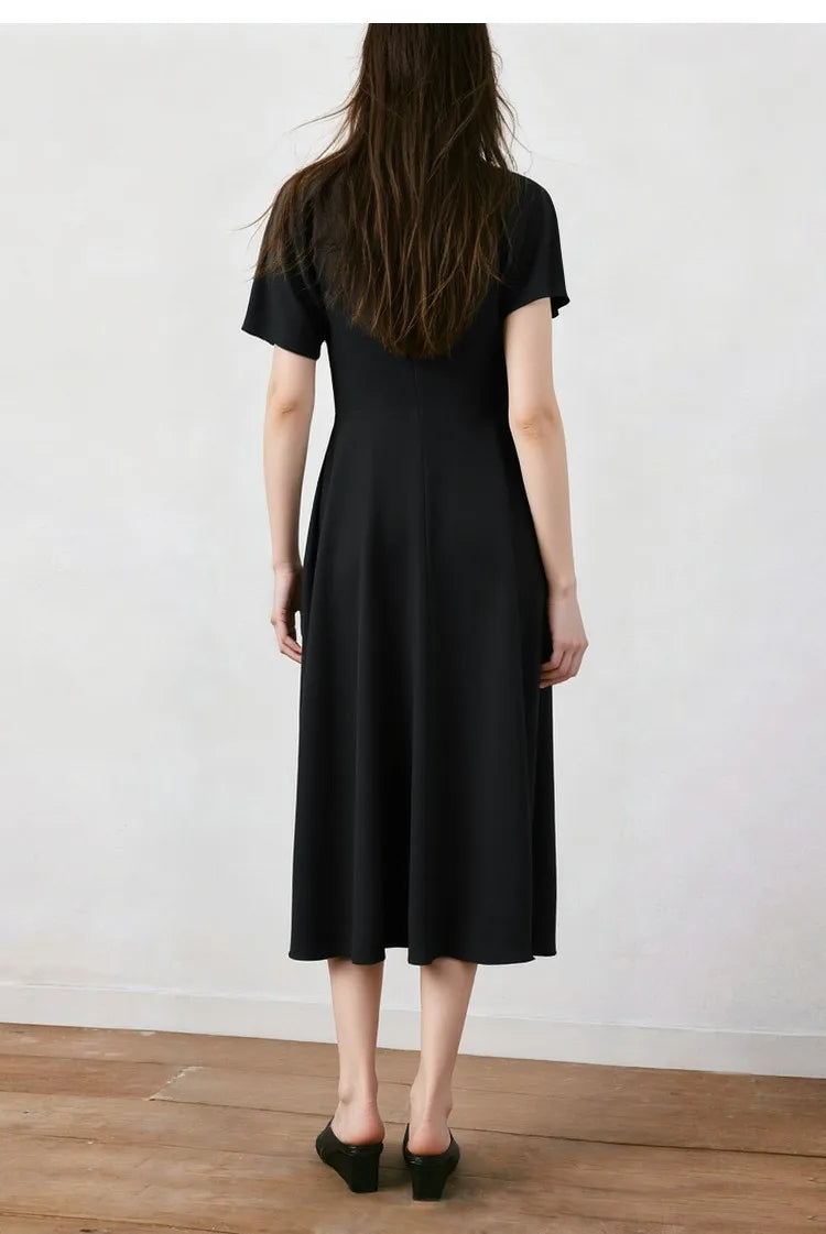Amii Women’s Dress 2026 Summer New Asymmetric Dolman Sleeve Cowl Neck Lace Slim Fit Elegant Midi A-Line Dress For Women 12642108