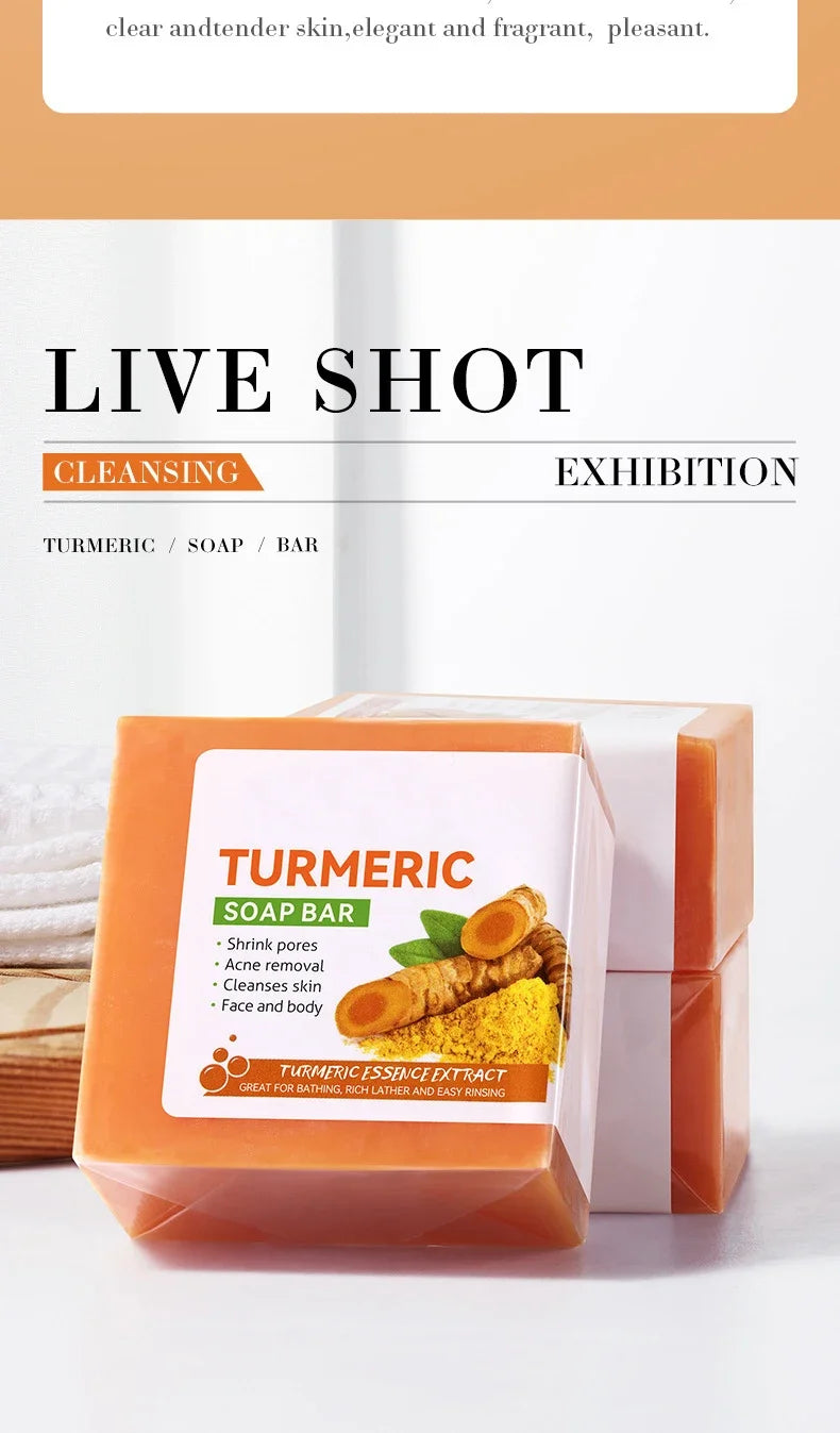 Natural Turmeric Soap Body Cleaning Lightening Dark Underarm Leg Bath Cleansers Brightening Face  Soap Tender Skin Care Beauty
