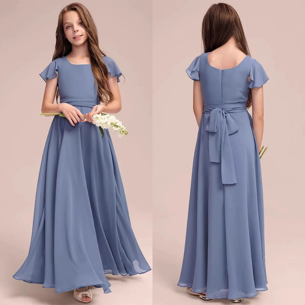 Quality Elegant Wine Red Chiffon Little Girls Evening Ball Dress For Princess Birthday Dress Piano Violin Performance Costume