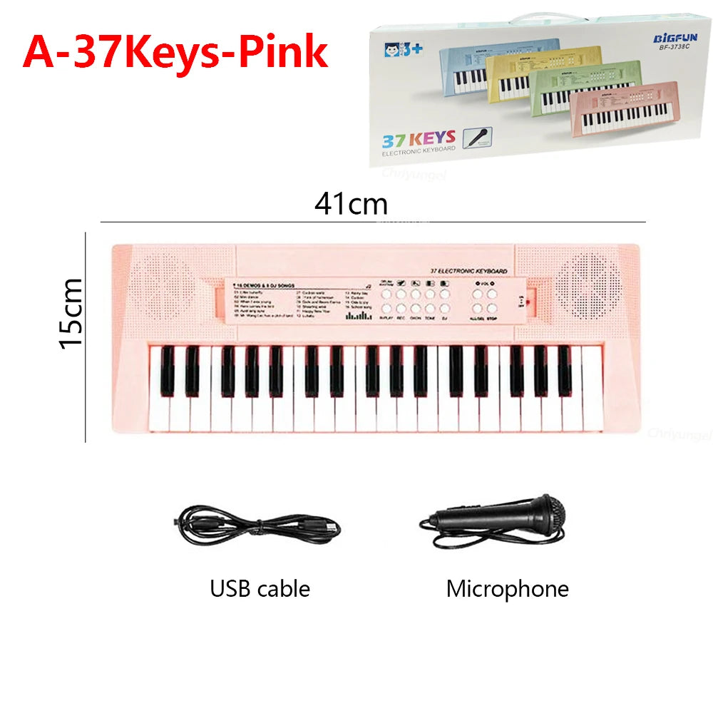 Chriyungel 37 Keys Kids Keyboard With Microphone Educational Toy For Children Ages 3 To 6
