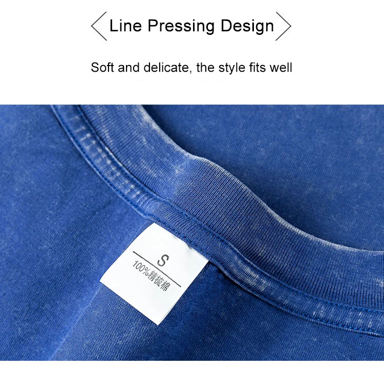 Couple Washed Retro 230g Heavy Duty Cotton Short Sleeved T-shirts Versatile For Men Women Summer Solid Color Loose T-shirt Top