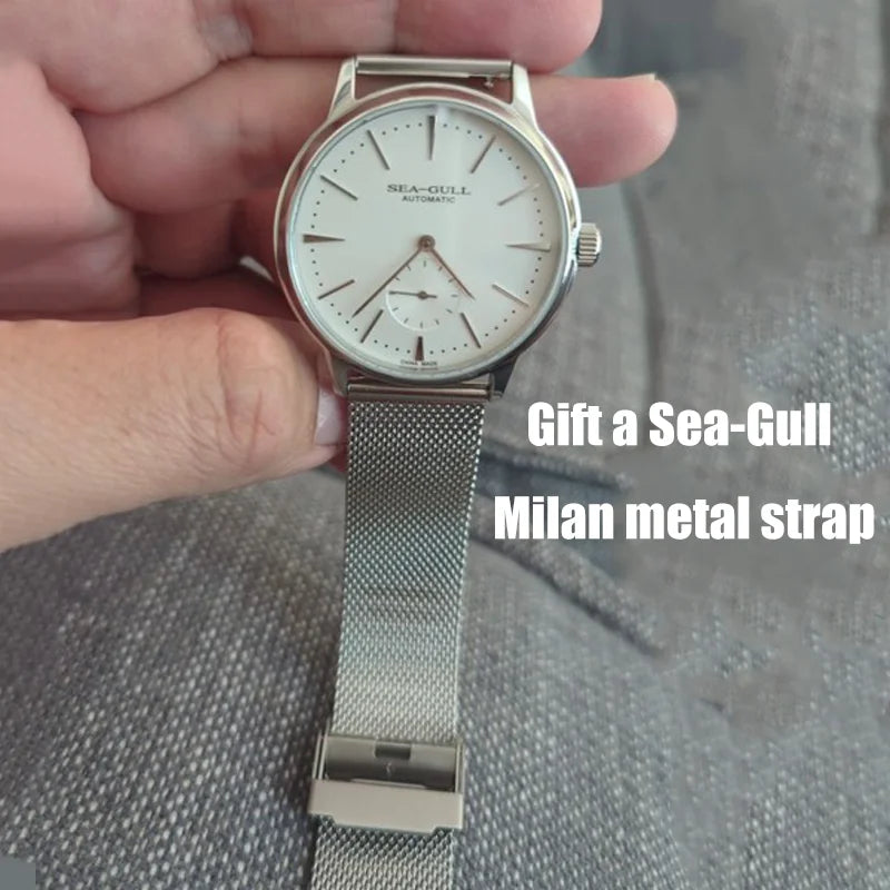 Seagull New Business Watch Men's Mechanical Wristwatches 50m Waterproof Leather Valentine Male Watches relogio masculino 6075