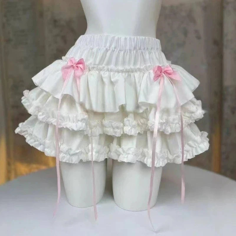 Lolita Style Princess Vintage Cake Skirt  Sweet Kawaii Women Cute Lace Ruffles Party Mini Skirts Harajuku Y2k Faldas Mujer