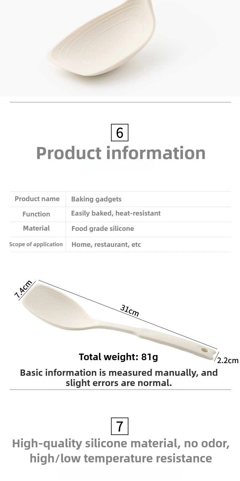 Silicone Cooking Spoon - Heat Resistant Kitchen Utensil 31cm
