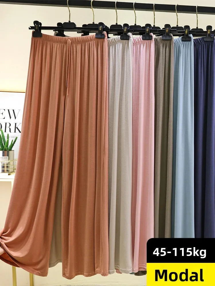 Women's Modal Wide-Leg High-Waisted Lounge Pants - Casual Summer