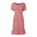 Woman Vintage Suqare Neck Gingham Knee-Length Dress Casual Puff Sleeves Ruffled Hem Dresses ZANZEA Summer Daily Wear Vestidos