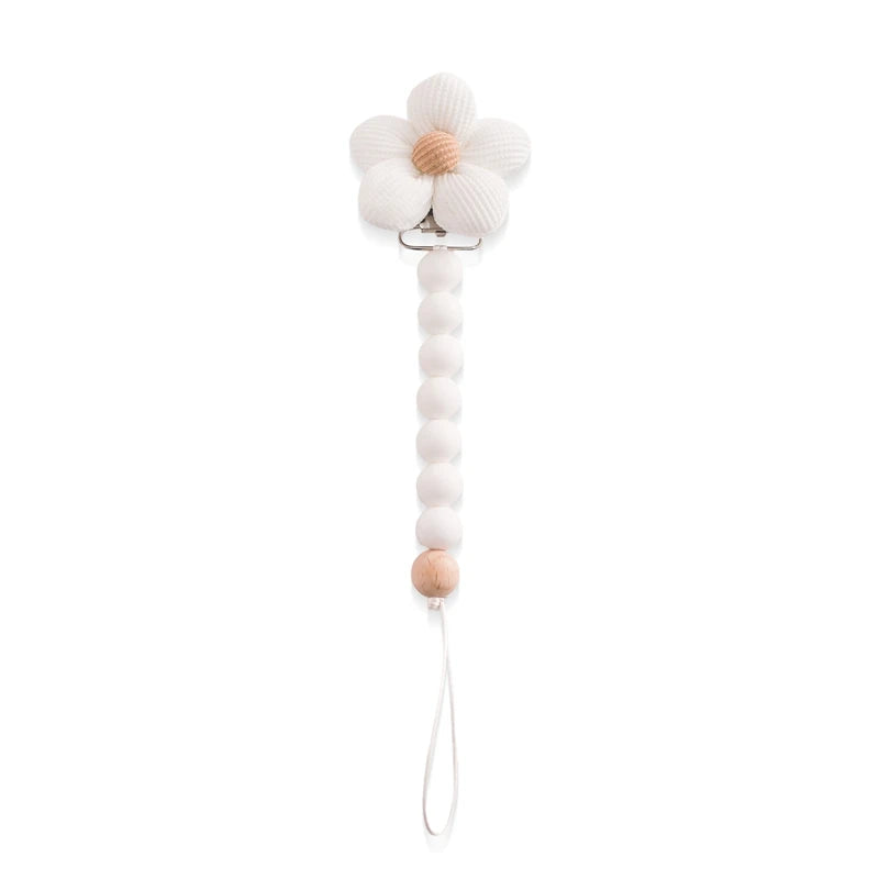 Pacifier Clip For Newborns Premium Safe Teething Clip With Silicone Flower Beads