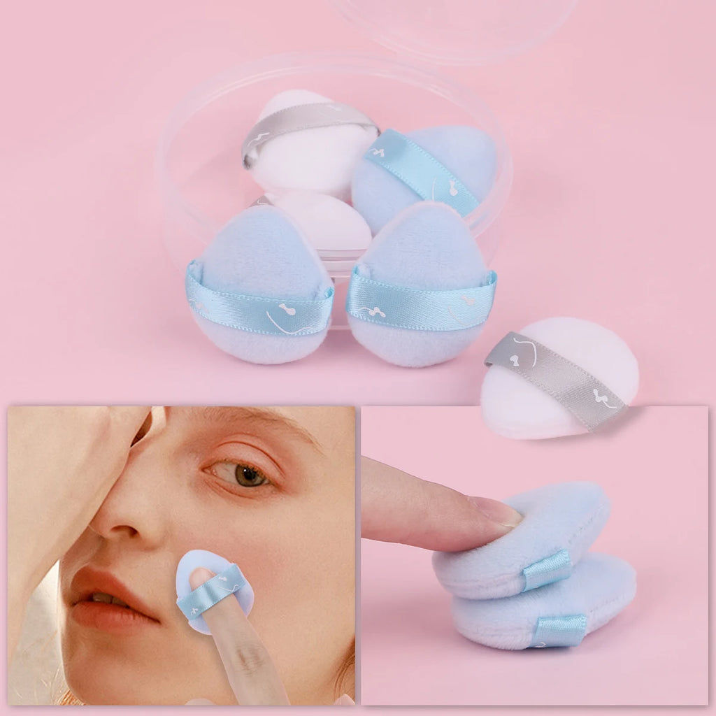 6 mini two-color powder puff suits with boxes, mini makeup samples, flocking powder puff soft jump, used for facial makeup.