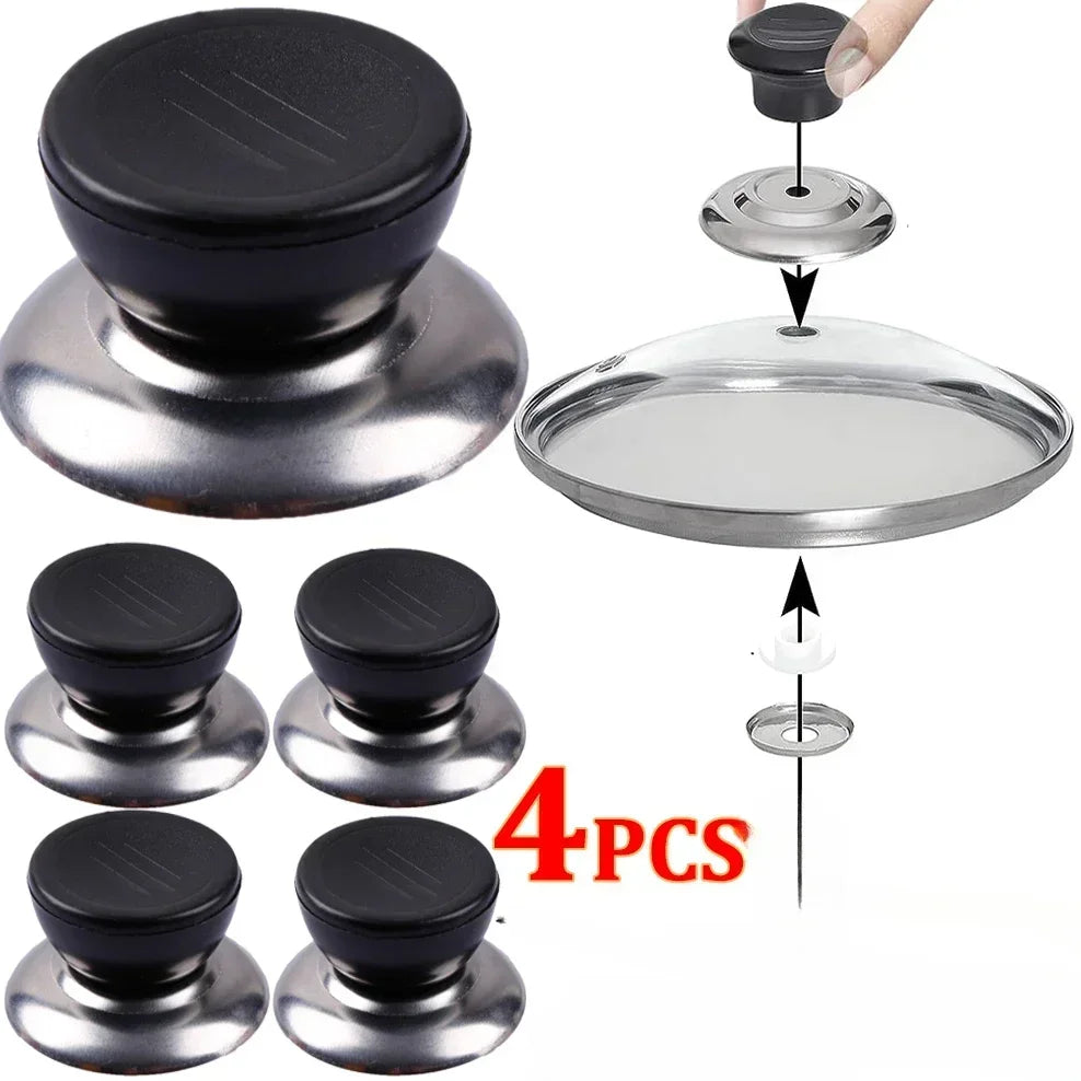 Mango de cocina, pomo de utensilios de cocina, tapa inferior de vidrio, 4 piezas, mangos universales de tapa de olla a presión, mangos intercambiables