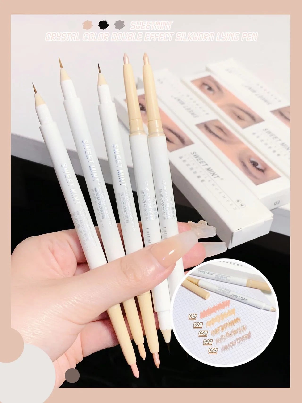 2 In 1 Liquid Eye Liner Shadow Pen Ultra Glitter Eyeliner Pencil Lasting Korean Eyes Makeup High Gloss Pigment Silkworm Gel Pen