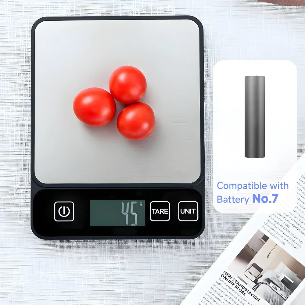 Báscula de cocina de 10 kg con pantalla digital LCD, báscula electrónica de mesa para hornear, báscula de peso en gramos para dieta personal saludable