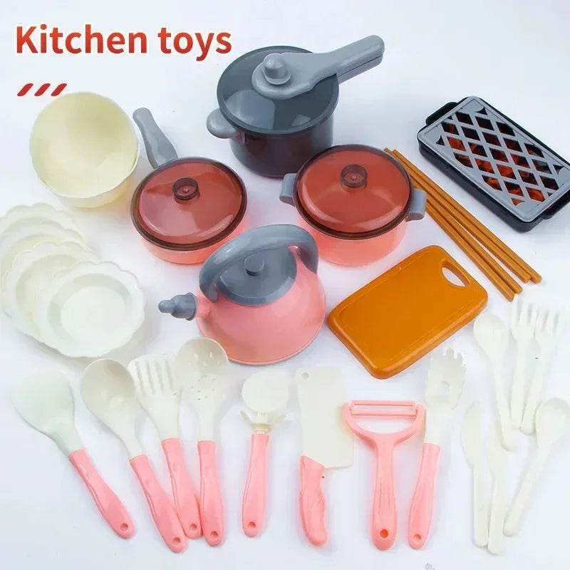 Juego de juguetes de cocina para niños de 92/69/59 piezas, kit de accesorios de cocina de juego con ollas de juego, comida de juguete de simulación, regalo para niñas y niños pequeños