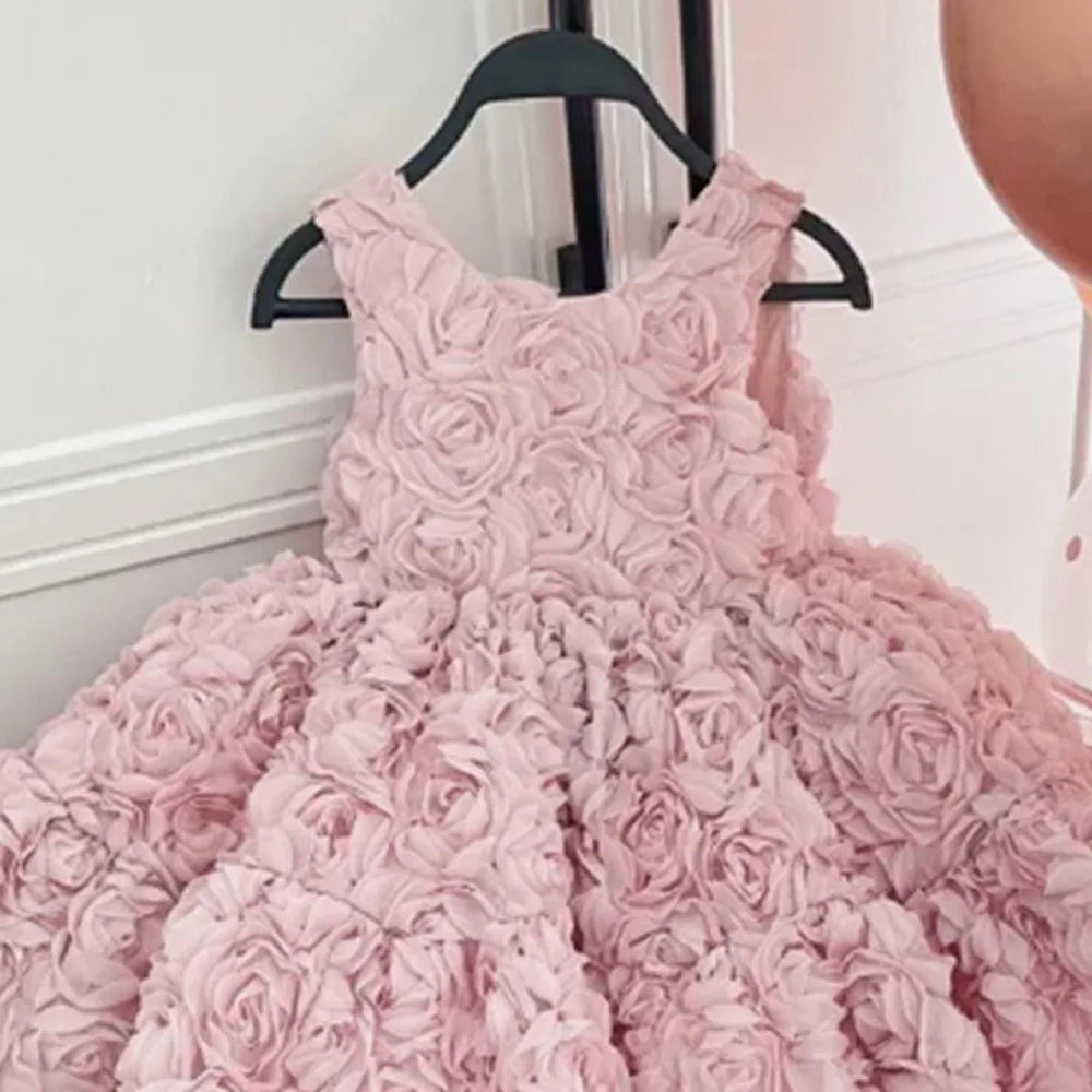 HETISO Flower Baby Dresses Sleeveless Elegant Children Holiday Party Prom Ball Gown Tutu Girl's Ceremonial Dress 1-8 Years
