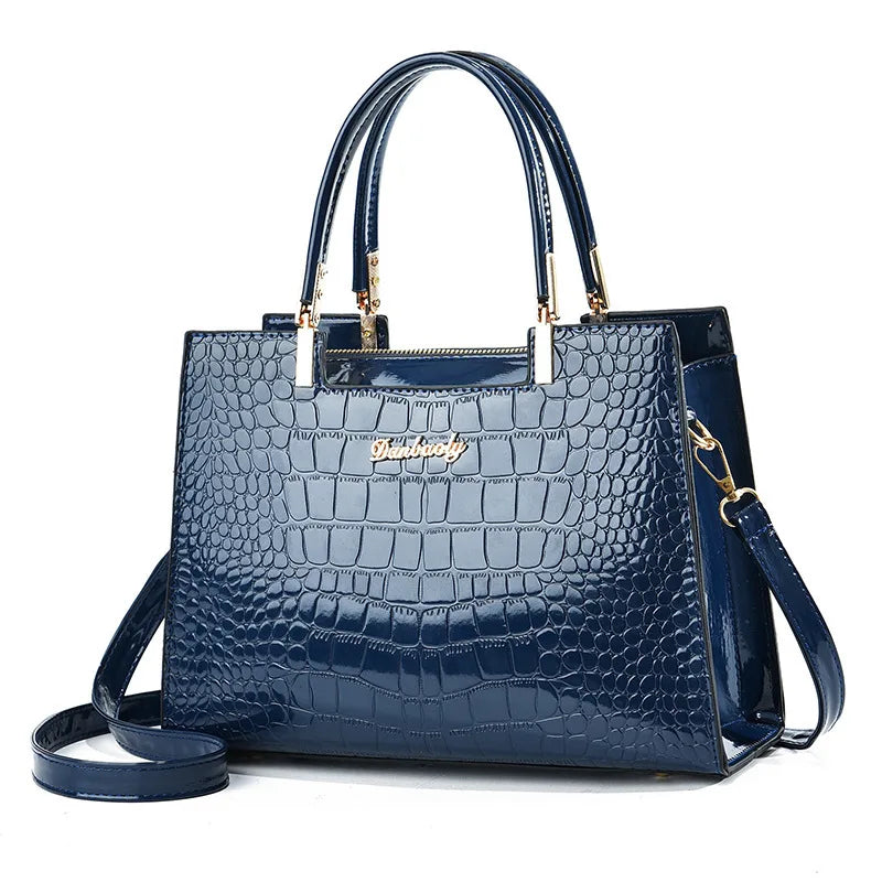 Fall Crocodile Pattern Large for Middle-Aged Women Faionable Briti Sle Leather Capaci Tote Bag Crossbody Handbag