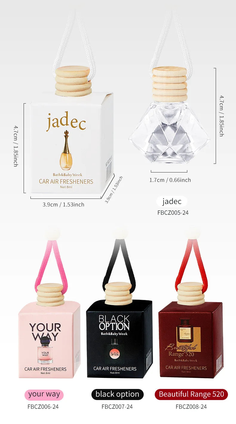 8ML Long Lasting Scent Glass Bottle Air Freshener Keep Charming and Fresh Hanging Car Interior Decoration Perfume Diffuser