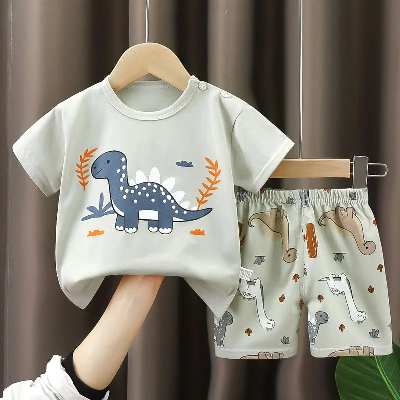 Children's Unisex Cotton T-Shirt and Shorts Set - Summer 2-Piece Outfit