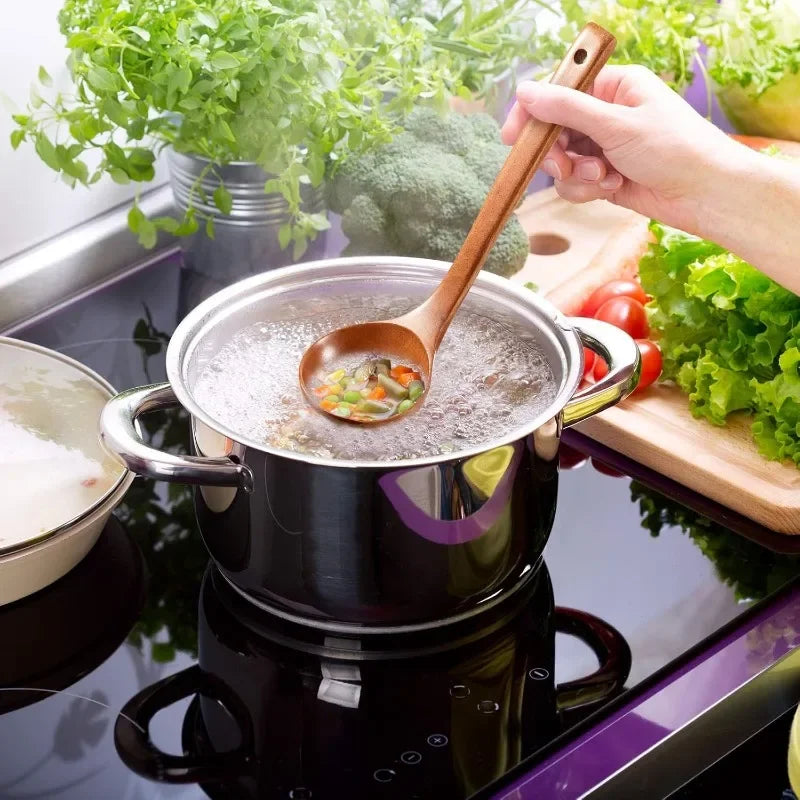 Large Wooden Soup Spoons Long Handle Heat-resistant Rice Scoops Portable Hanging Cookware Home Kitchen Restaurant Cooking Tools