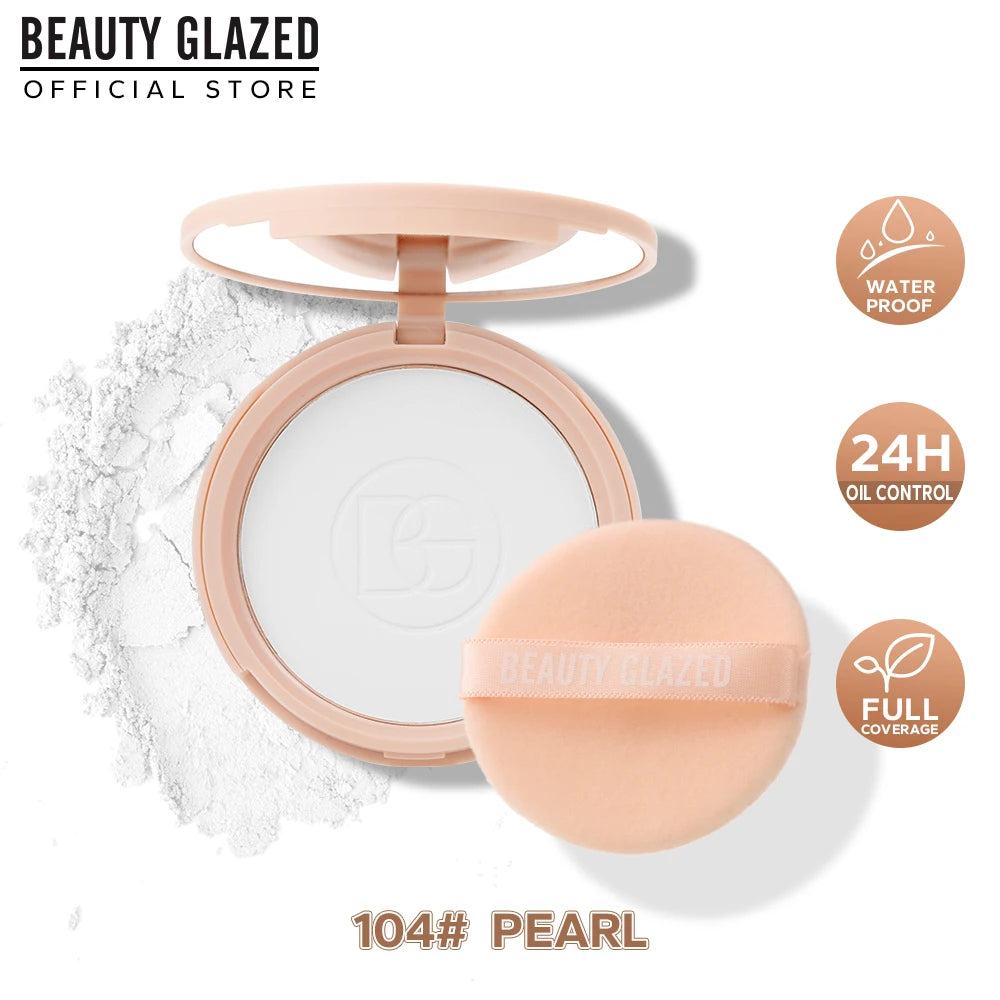 Beauty Glazed Oil Control Matte Setting Powder With Mirror For Oily Skin Flawless Long Lasting Finish