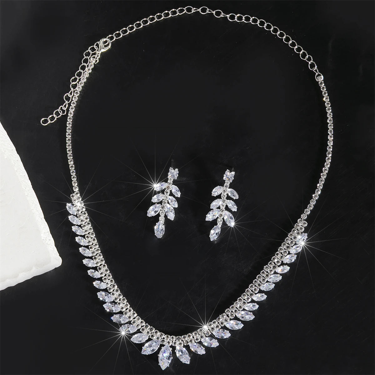Women'S Rhinestone Jewelry Set Wedding Accessories Elegant Necklace Earrings Bridal Jewelry Set Birthday Gifts