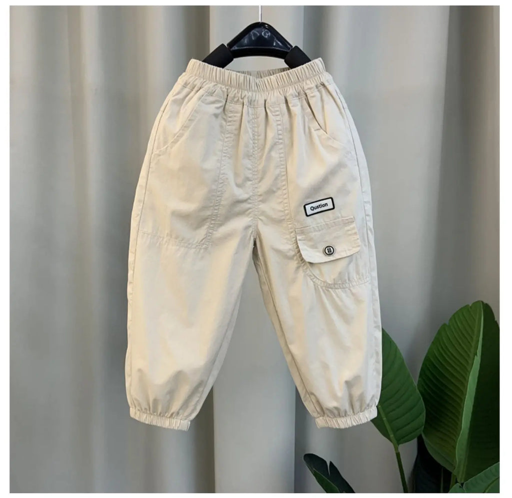 New Spring Autumn Fashion Boys Pants Loose And Comfortable Design Sport Overalls Cargo Trousers For 2-10 Years Old Kids