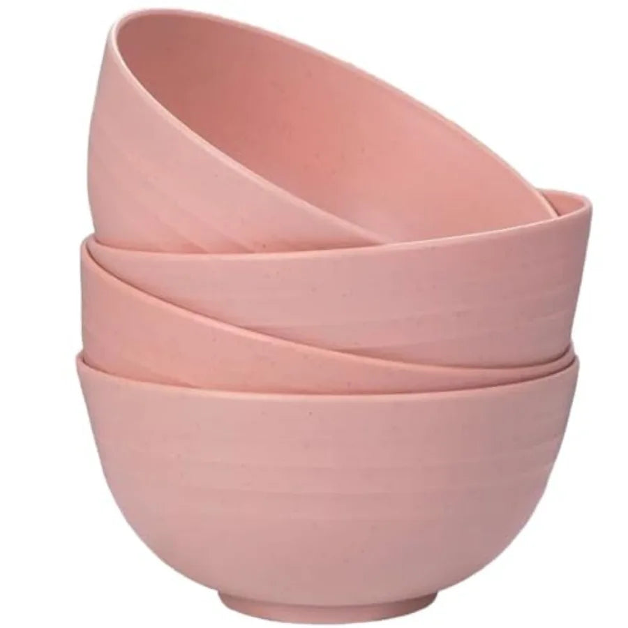 Unbreakable Wheat Straw Cereal Bowls Set of 4, 24 OZ Microwave and Dishwasher Safe Lightweight Soup and Salad Bowl Sets, Reusab