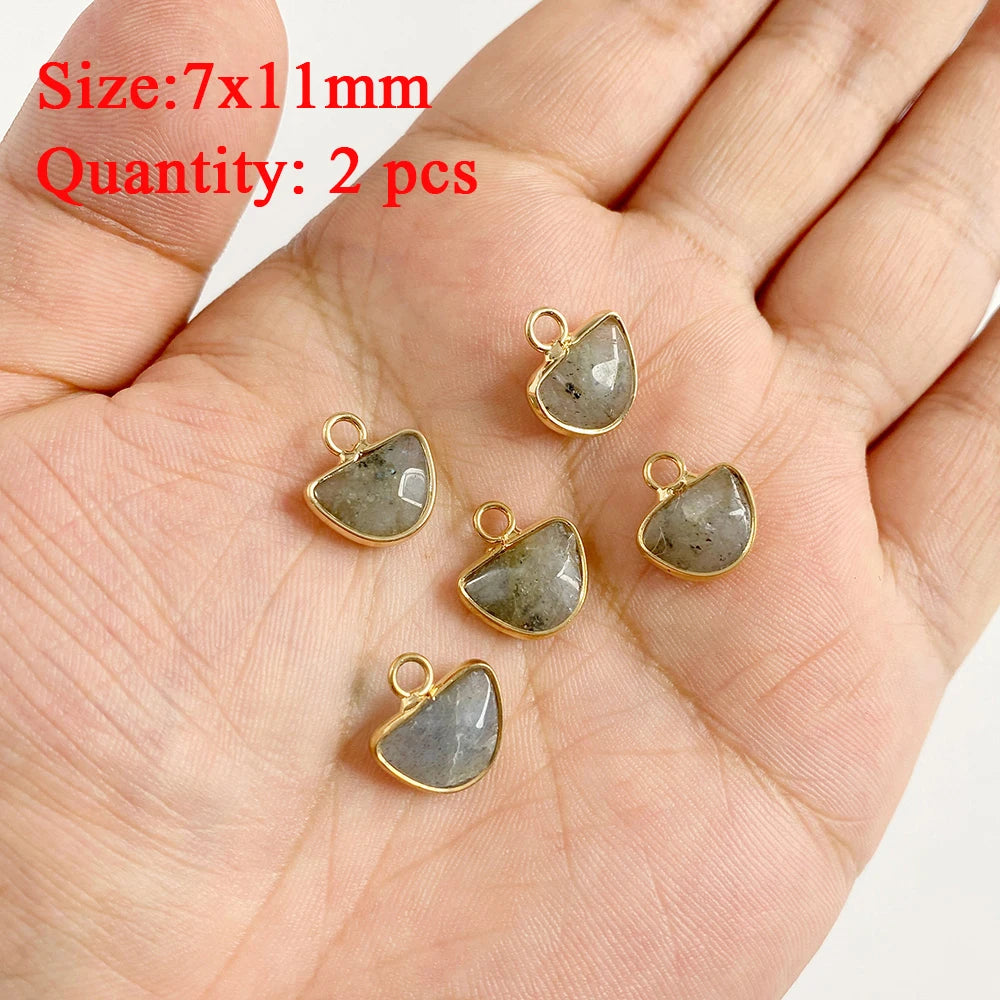 2PCS Natural Labradorite Stone Pendant - Irregular Jewelry Charm