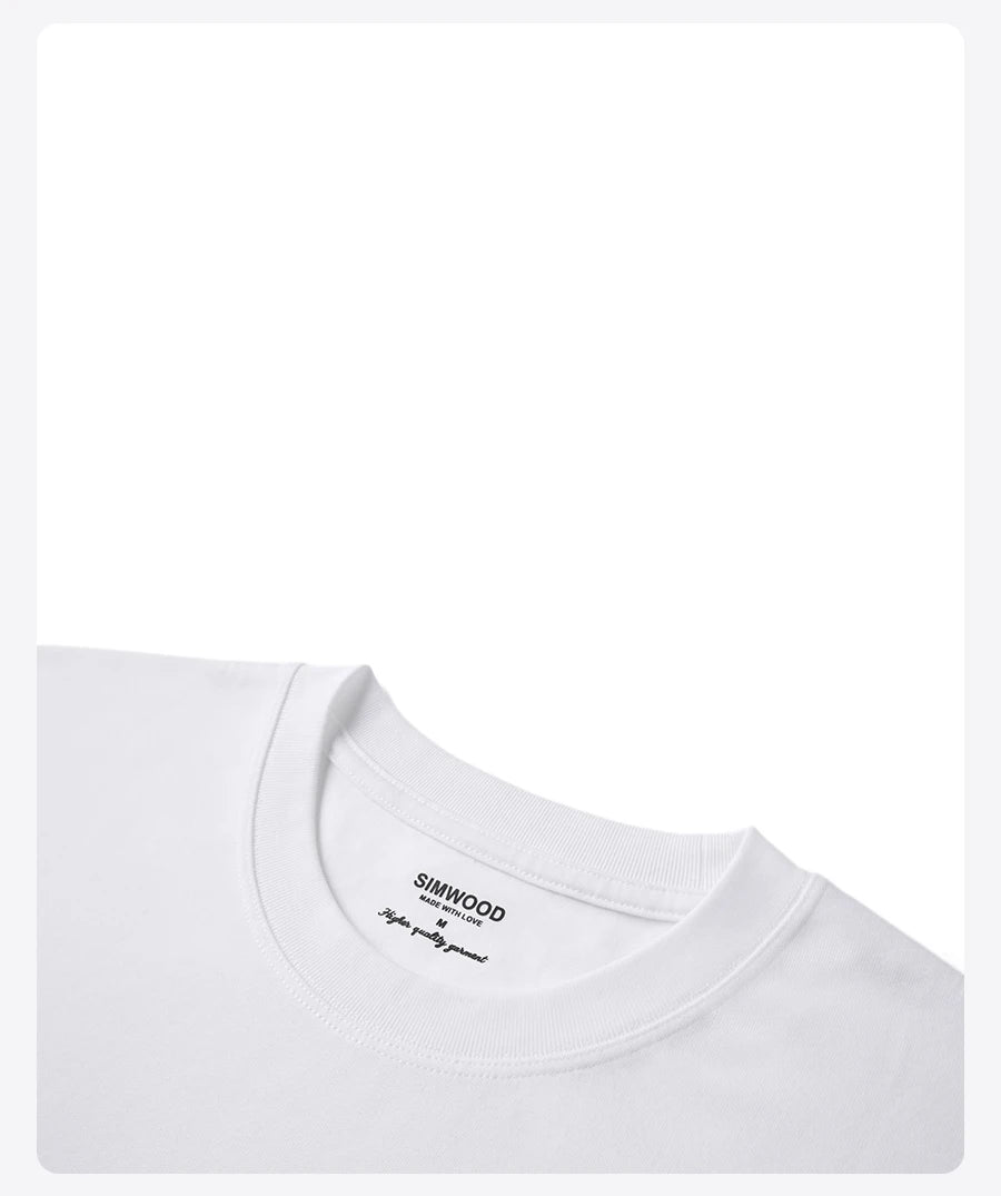 SIMWOOD Men's 230gsm Cotton Sorona Blend Soft Breathable T-Shirt Men Loose Fit Short Sleeve Tee Casual Summer Top