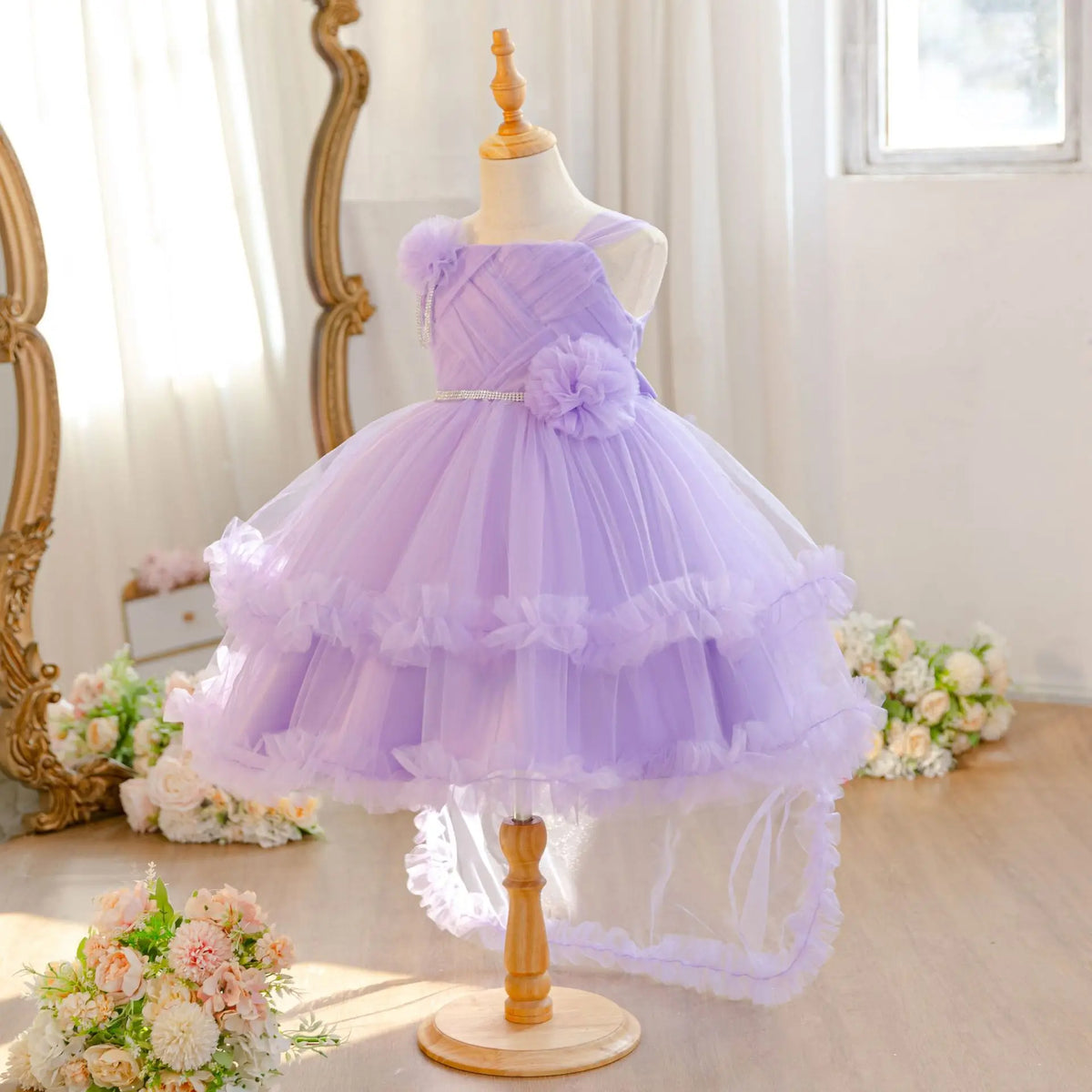 HETISO Baby Girls Princess Dress Summer Tulle Sleeveless Kids Wedding Birthday Party Performance Gown Costumes For Kids