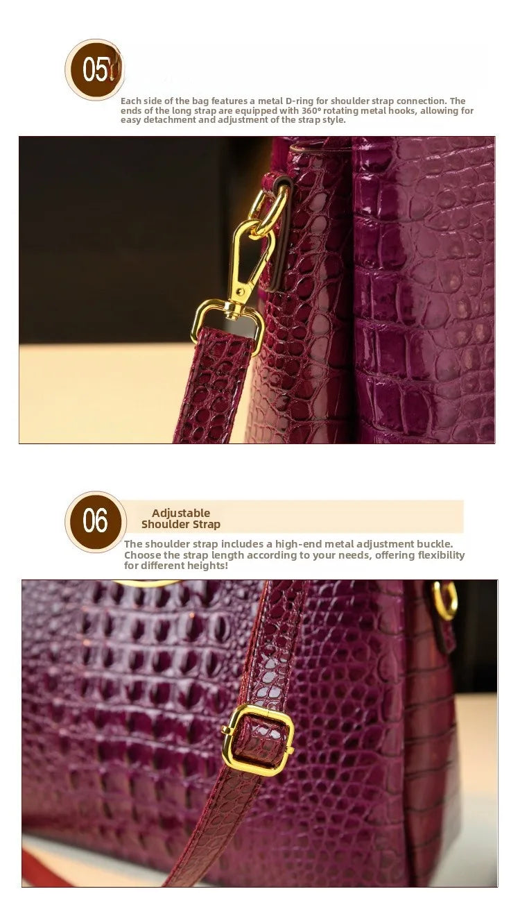 Elegant Leather Crocodile Pattern Wedding Handbag for Women Suitable for Bridal Events And Cheongsam Outfits European Vintage...