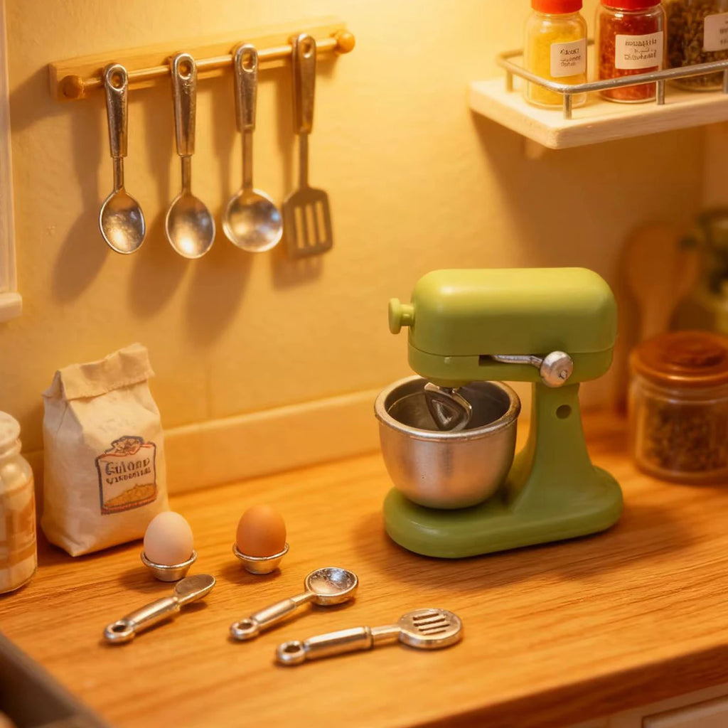 1 juego de miniatura de licuadora para escena de cocina de decoración navideña, coleccionable para entusiastas de las miniaturas, accesorios de fotografía
