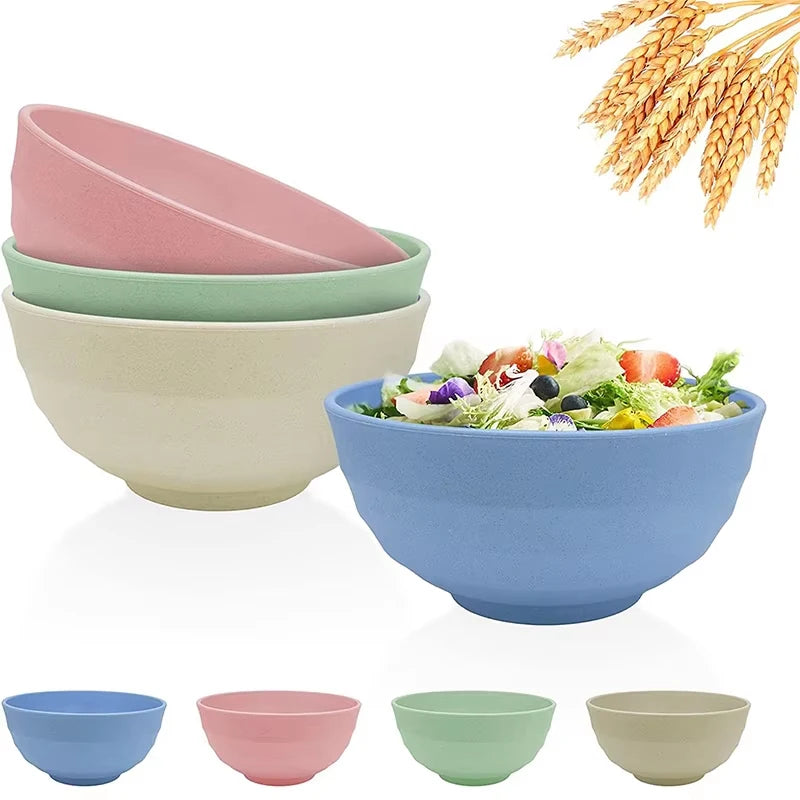 4-Piece Unbreakable Wheat Straw Cereal Bowl Set - Lightweight