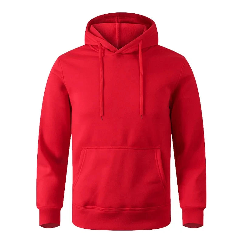 Unisex Fleece Hoodie - Casual Pullover Sweatshirt Black White