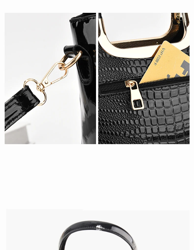 Stylish senior crocodile print women's handbag, temperament all large capacity single shoulder crossbody bag