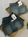 Hot Girl Denim  Skirt Summer plus Size Women's Pear Body Shape Slimming A-Line Short Skirt High Waist Non-Stretch Denim