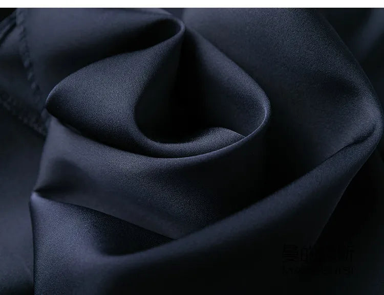 Tcyeek Women Silk Dress 93%Silk 7%Spandex Spaghetti Strap Mid Dresses 2024 Summer New Clothes Blue