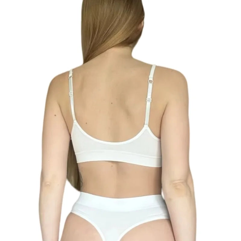 Seamless Tube Top Women's Ribbed V-Neck Wireless Bralette U-Back Daily Wear Bra Sexy Lingerie Adjust Straps Sports Underwear M-L