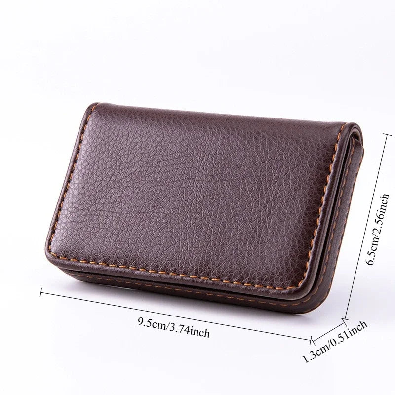 Sized Stitched PU Leather Credit High Quality Card Holder Visiting Business Card Case Wallet with Magnetic Shut for Men & Women